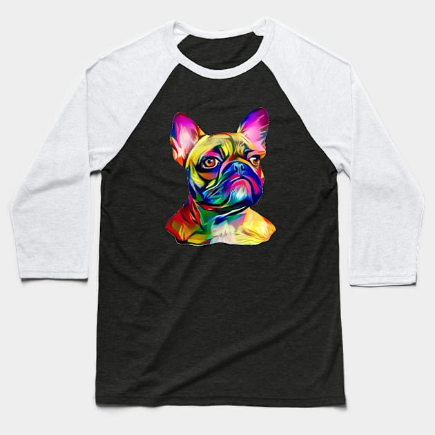 French bulldog colorful for frenchie lover Baseball T-Shirt by Collagedream